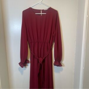 Top Style long maxi dress maroon women's size 1XL‎